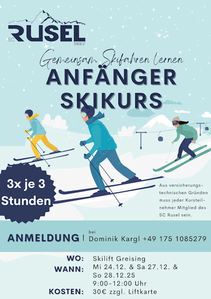 Plakat als Werbung für einen Skikurs