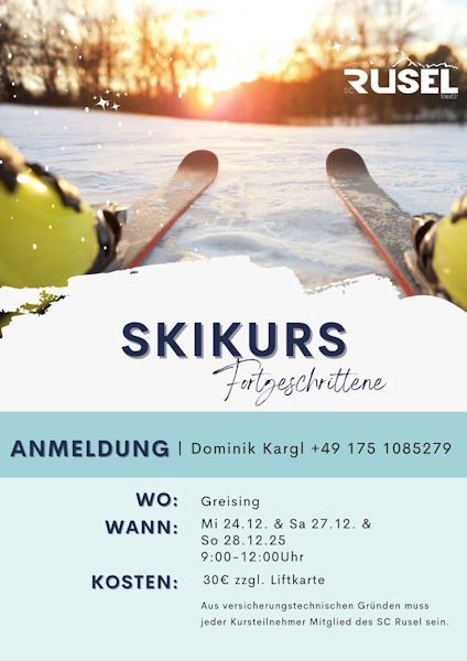 Plakat als Werbung für einen Skikurs